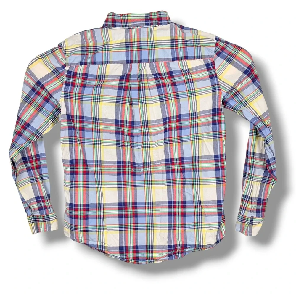 Ralph Lauren Button Down Shirt Boys XL Multicolor Madras Plaid Classic Pony Prep